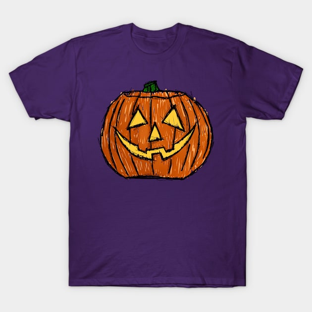 Dark and Gritty Sketched Jack O Lantern Carved Pumpkin T-Shirt by M.T. Stewart